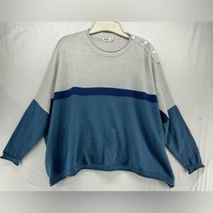 Mer Sea Catalina Traveler Sweater OS Colorblock Cream Black Coastal Oversized